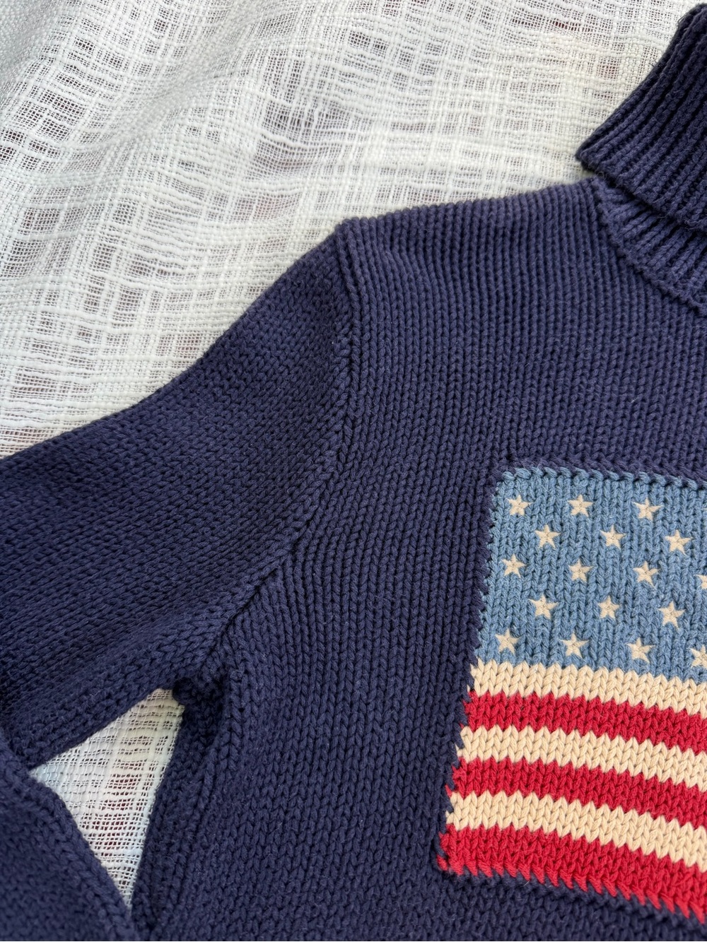 Vintage Ralph Lauren Polo American Flag Turtleneck Sweater - Picture 2 of 12
